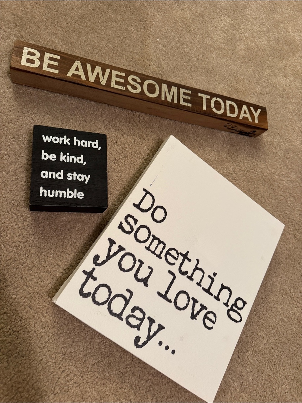 Motivational Home Office Sign Set - White & Brown